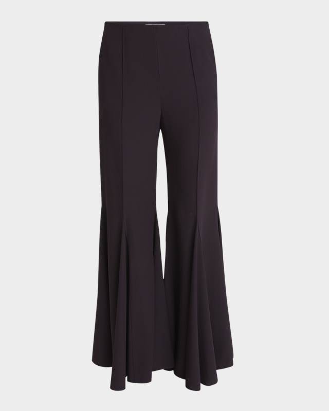 Mid-Rise Godet Flare Trousers